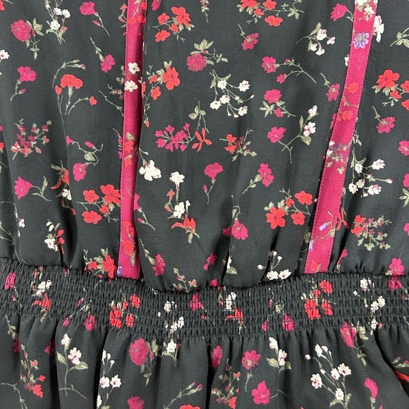 Joie Grover Silk Mini Long Sleeve Dress in Caviar & Dubonnet - Picture 6 of 11